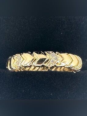 Gold Tone Chevron Style Gold CZ Stacking Ring